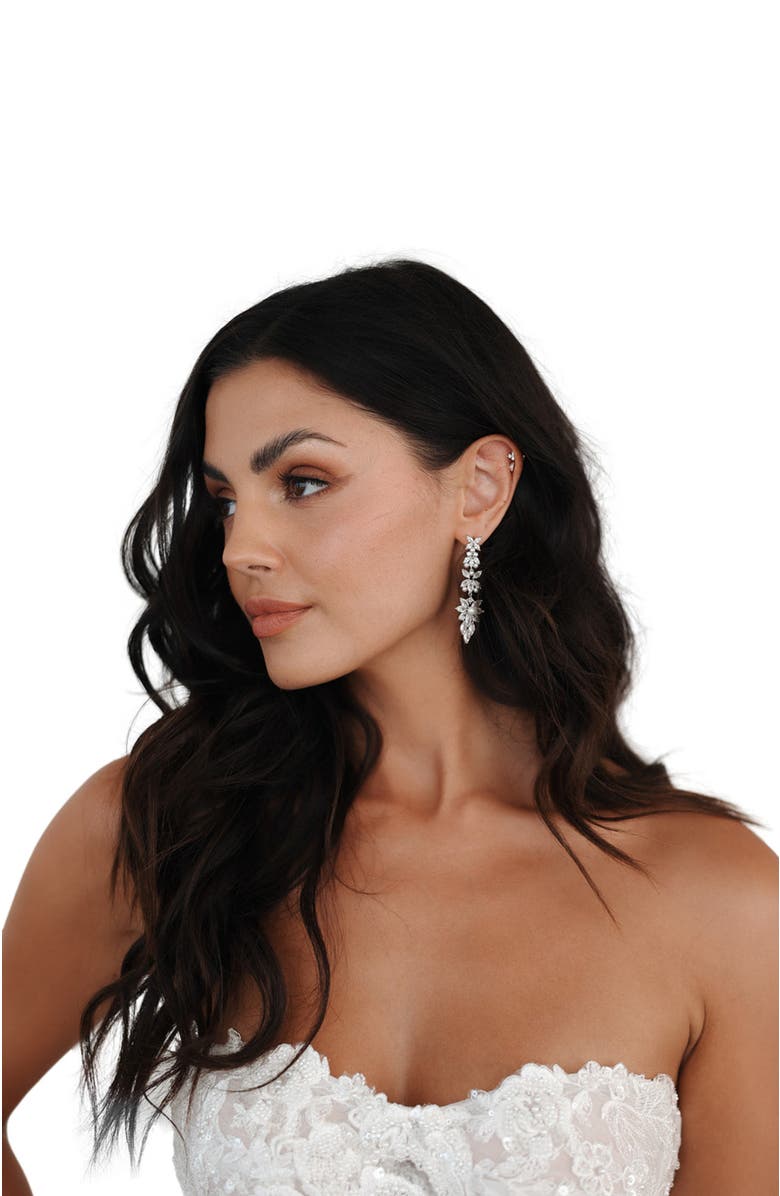 Untamed Petals Rosette Crystal Drop Earrings, Alternate, color, Silver