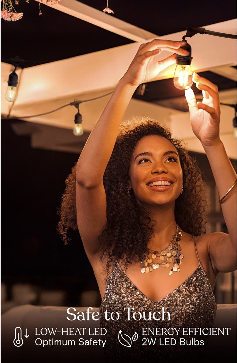 Brightech 24 ft or 48 ft, Plug‑In Heavy Duty LED Outdoor String Lights, Weatherproof Edison Bulbs, Alternate, color, 48 Ft 15 Bulbs | Warm White