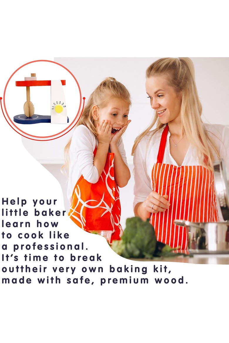 Kids Wooden Kitchen Mixer Set, Alternate, color, Red