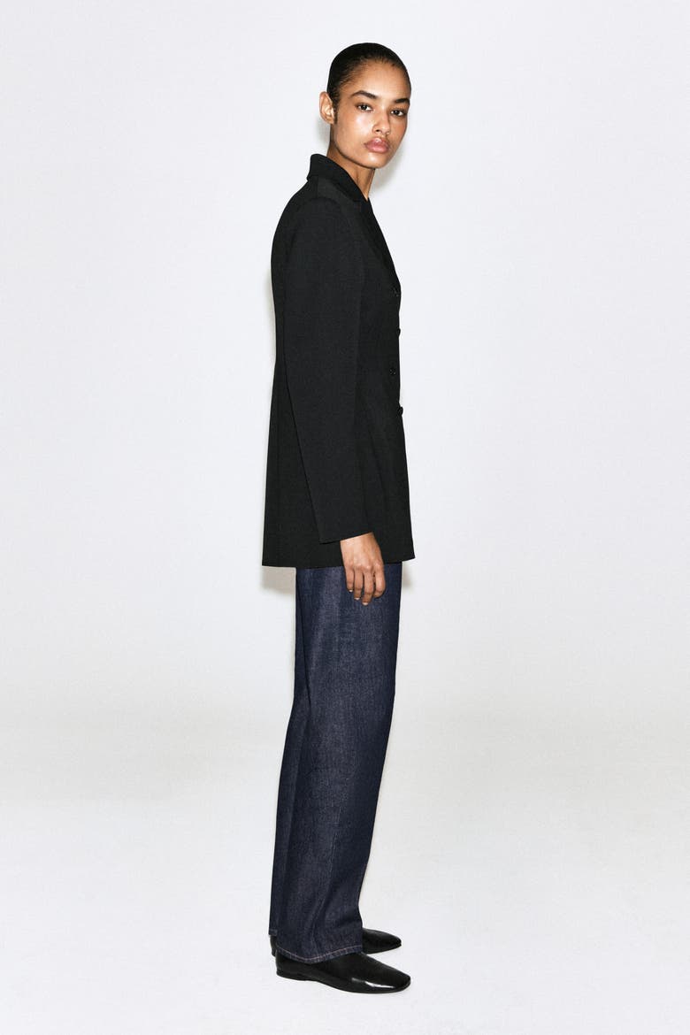 Double-Breasted Peplum Blazer, Alternate, color, BLACK
