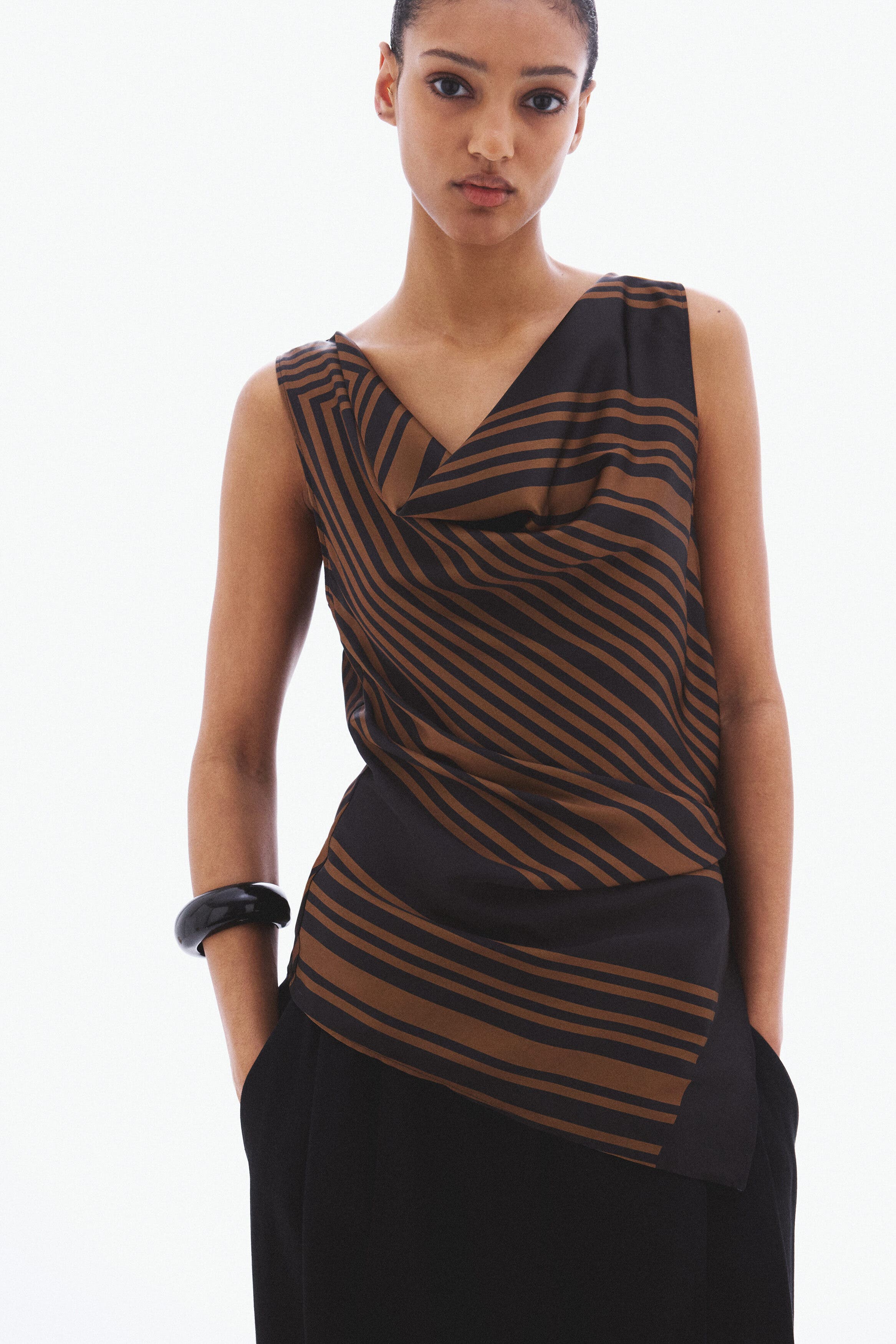 Tie-detail Cowl-neck Top - image 2