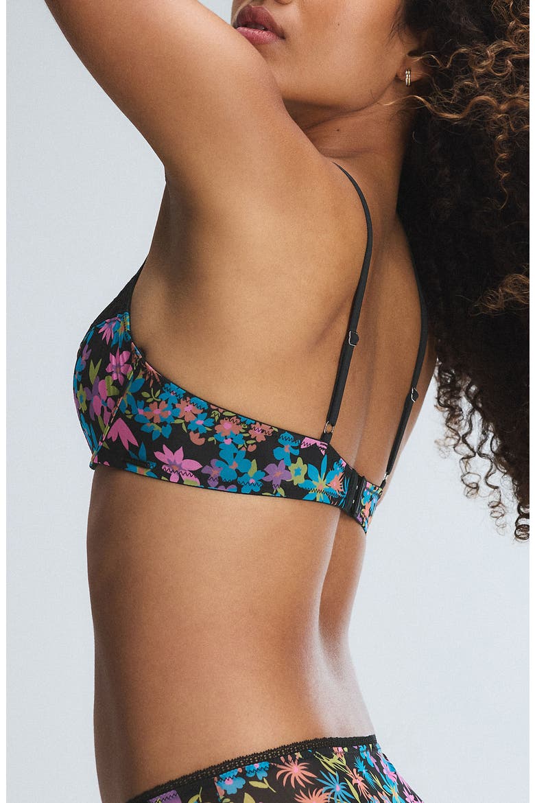 Hopelace Romantic Unlined Demi Bra, Alternate, color, BLACK CAVIAR FLOWER DITZ PRINT