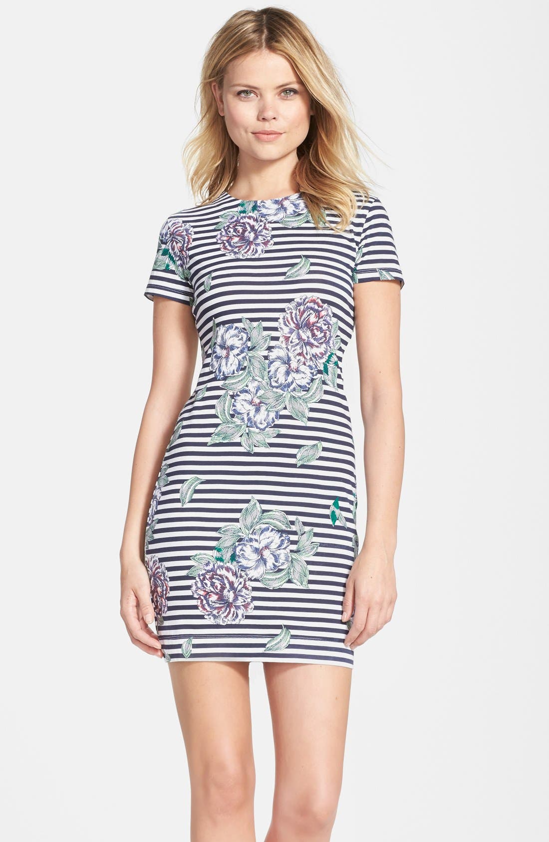 French Connection 'Bonita' Stripe Floral Body-Con Dress