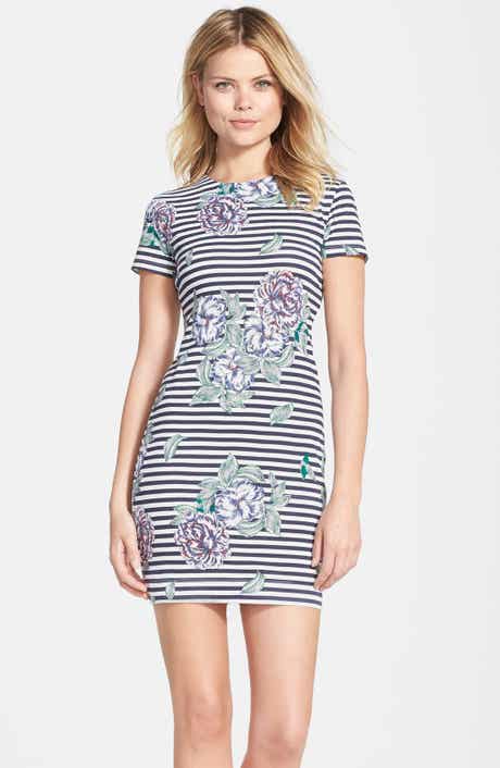 French Connection 'Bonita' Stripe Floral Body-Con Dress