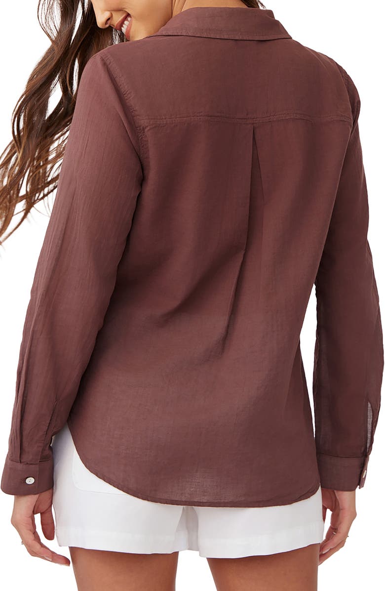 Bella Dahl Pocket Button-Up Shirt, Alternate, color, Henna Brown