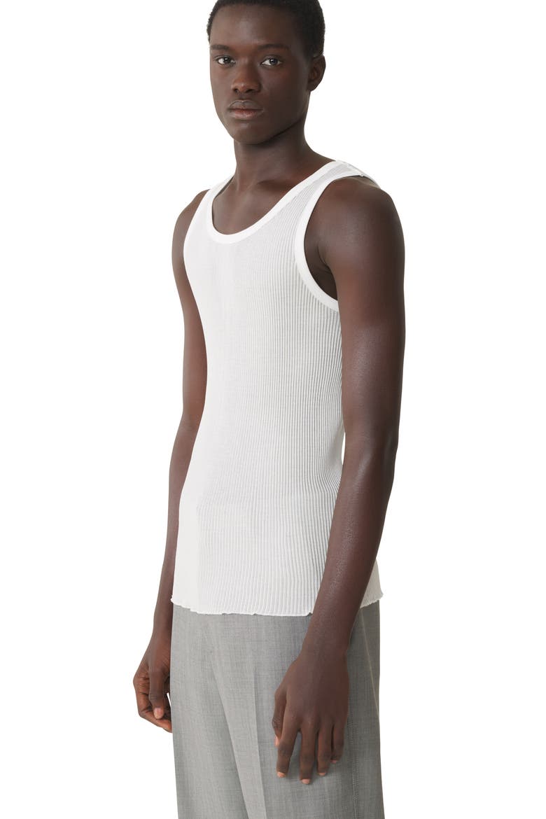 White Pleated Jersey Tank Top, Alternate, color, White