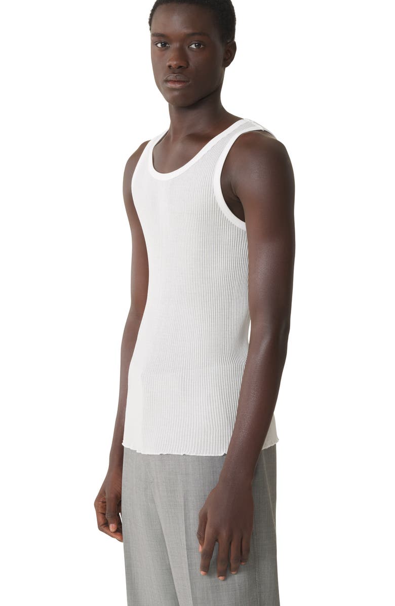 Lanvin White Pleated Jersey Tank Top, Alternate, color, White