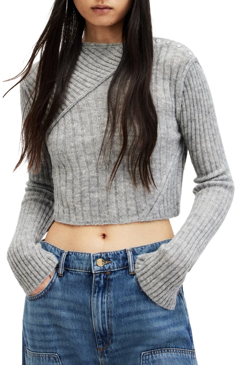 Amos Two-Piece Sweater & Satin Dress, Alternate, color, GREY MARL