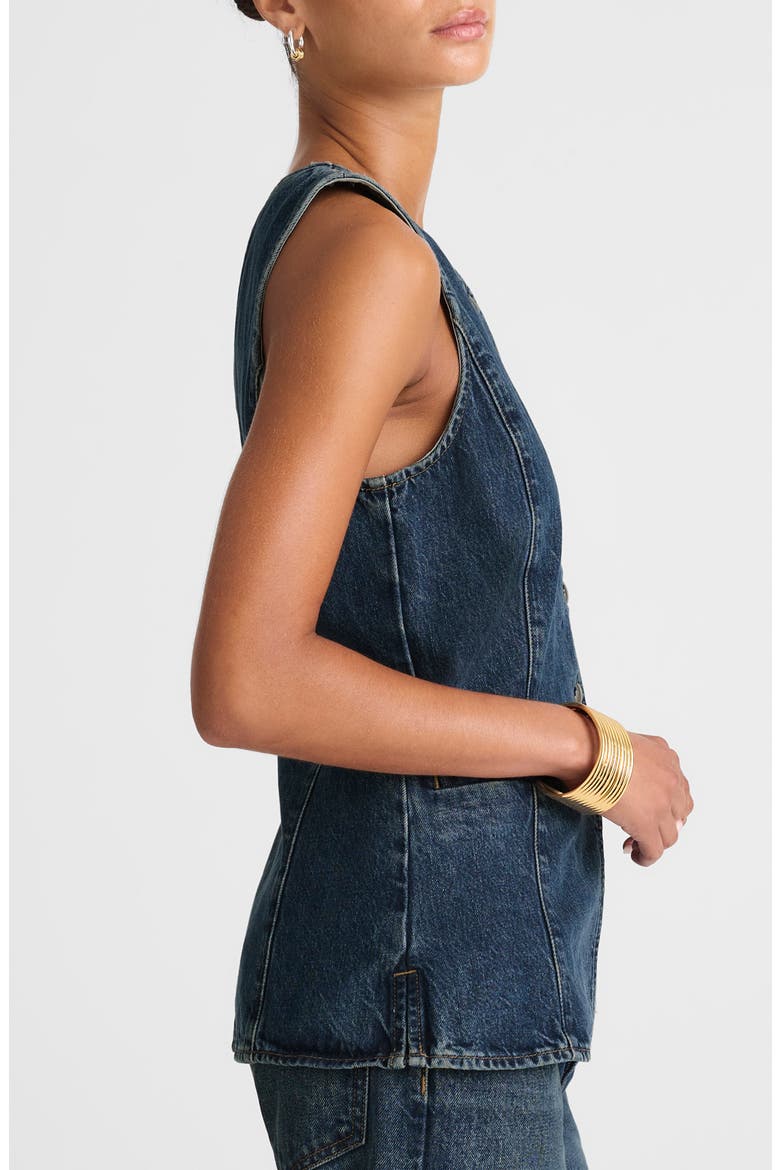 Crewneck Cutaway Denim Vest, Alternate, color, GREENDALE WASH