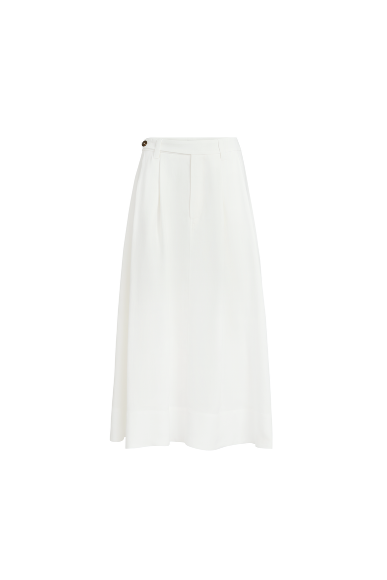 Twill sartorial skirt with monili, Alternate, color, White