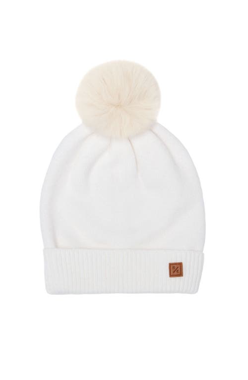 Northern Classics Knit Winter Hat With Faux Fur Pom In White