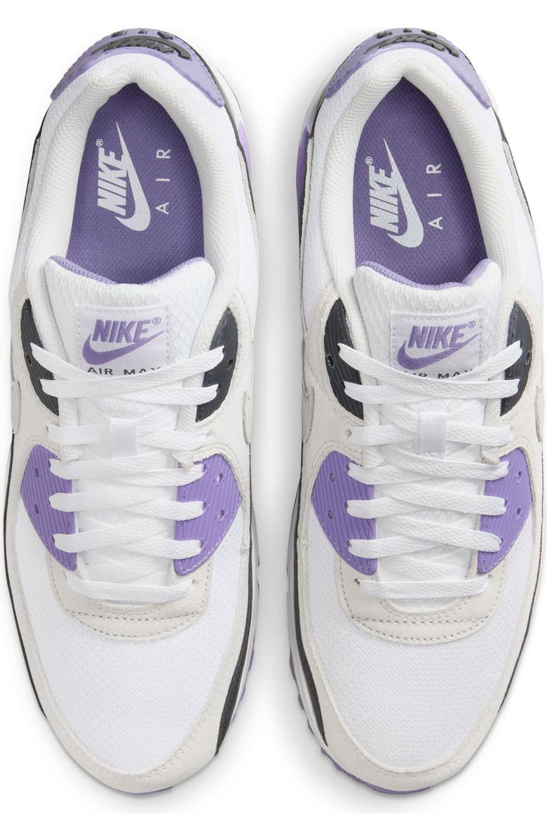 Nike Air Max 90 Sneaker, Alternate, color, White/ Smoke Grey/ Amethyst