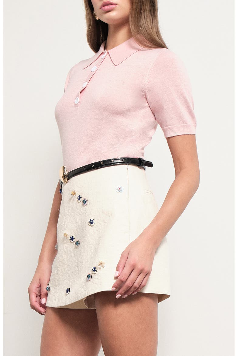 Brighton Print Cotton & Linen Skort, Alternate, color, BEIGE EMBELLISHED