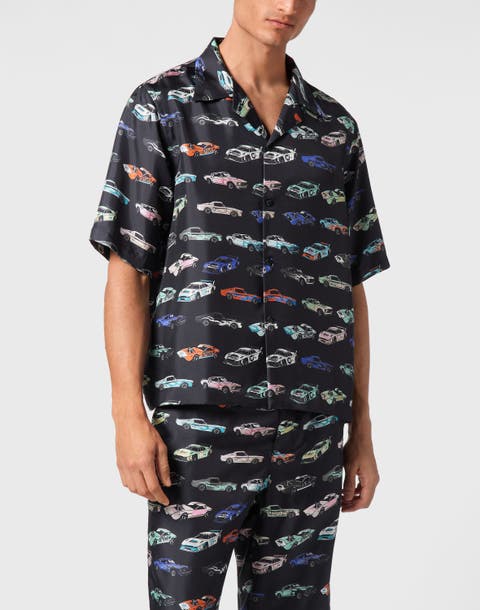 Silk Bowling Shirt Ss Cars Racing Men