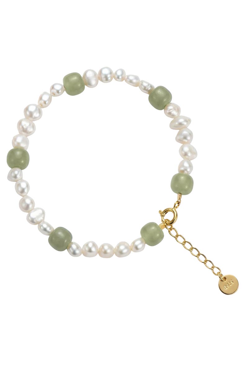 seree Isabelle Pearl and green jade bracelet, Main, color, Light Green