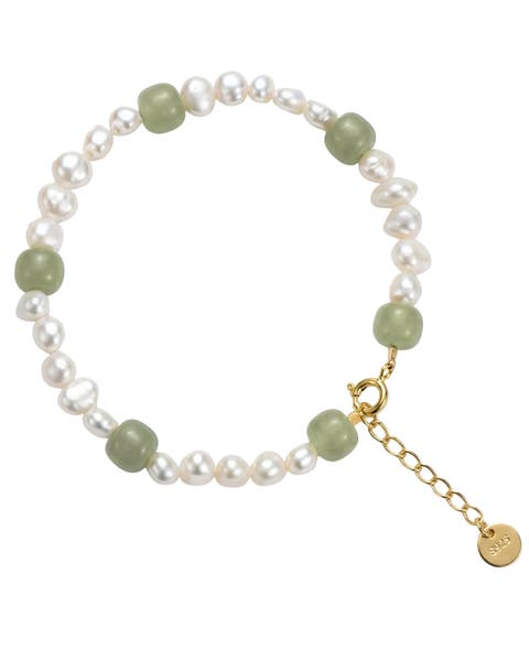 Isabelle Pearl and green jade bracelet
