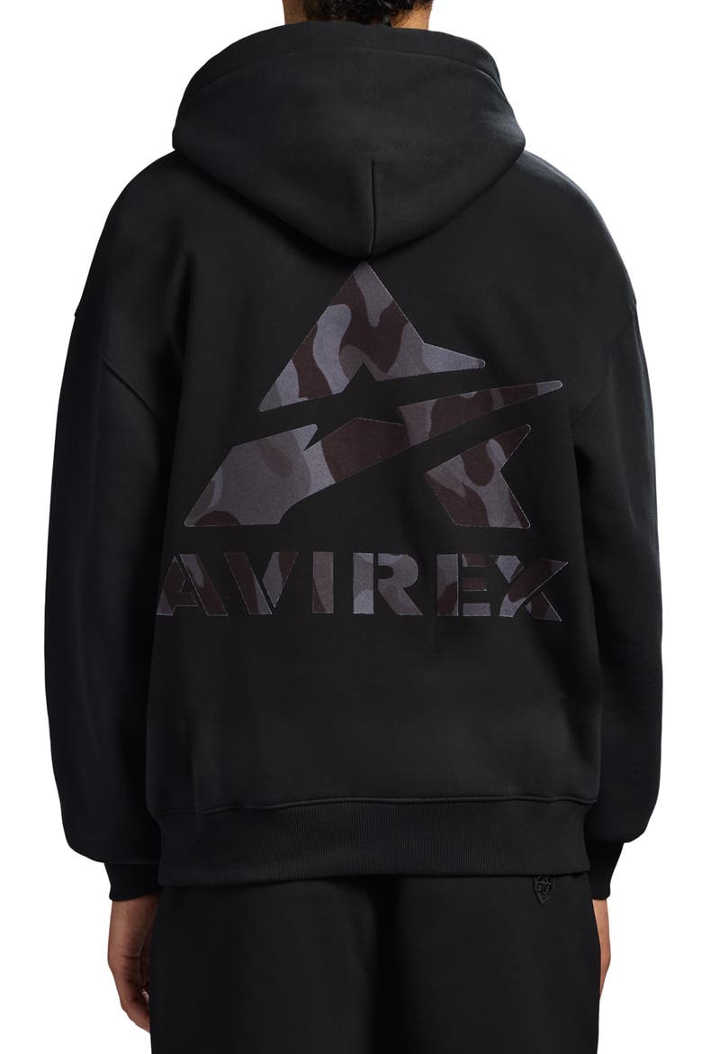 Camo Big 'A' Oversize Hoodie, Alternate, color, BLACK