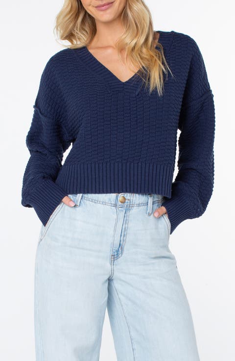 Study Hall V-Neck Cotton Blend Sweater
