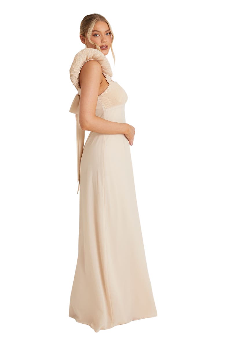 Six Stories Pleated Shoulder Bridesmaid Dress, Alternate, color, Cream