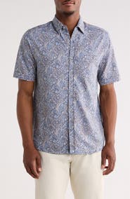NICOBY Birdseye Paisley Short Sleeve Button-Up Shirt