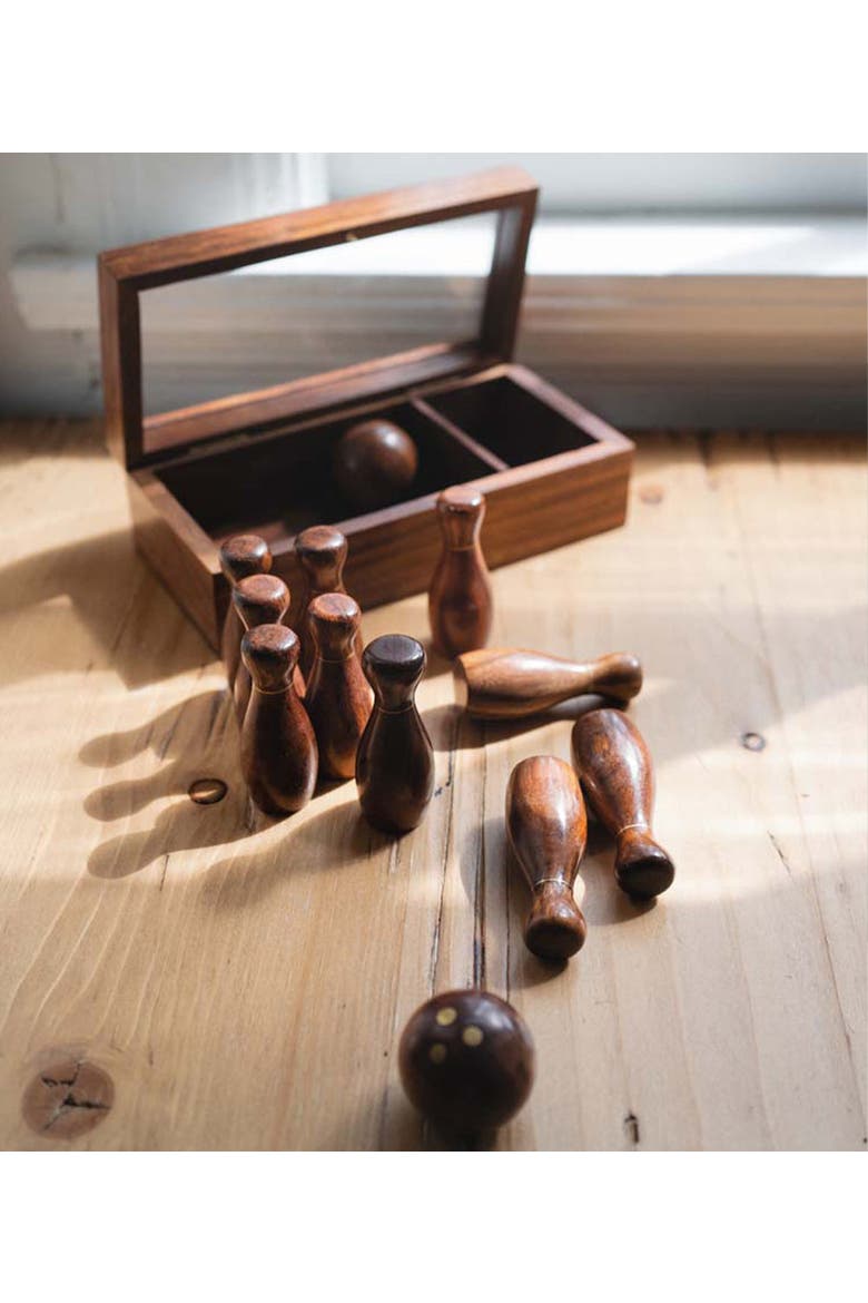 Tabletop Bowling Game Set, Alternate, color, Handcrafted Wood