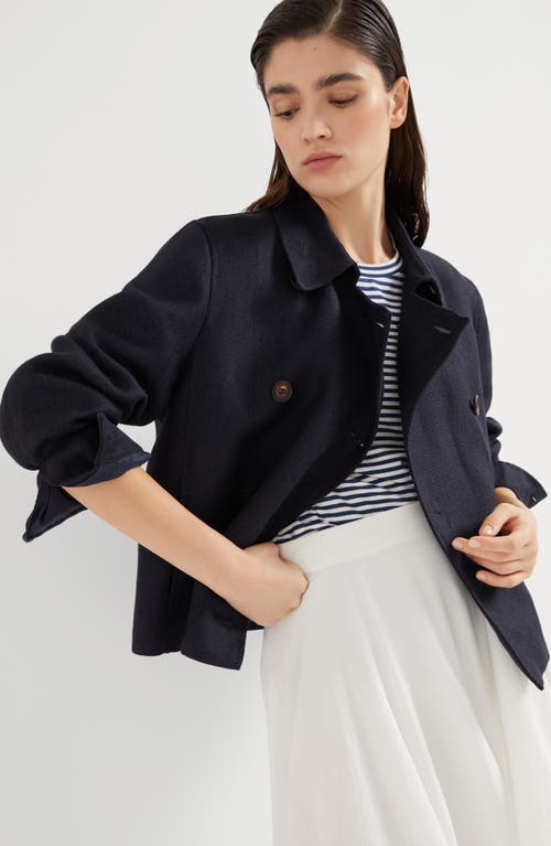 Brunello Cucinelli Monili-detail Caban Jacket In Navy Blue