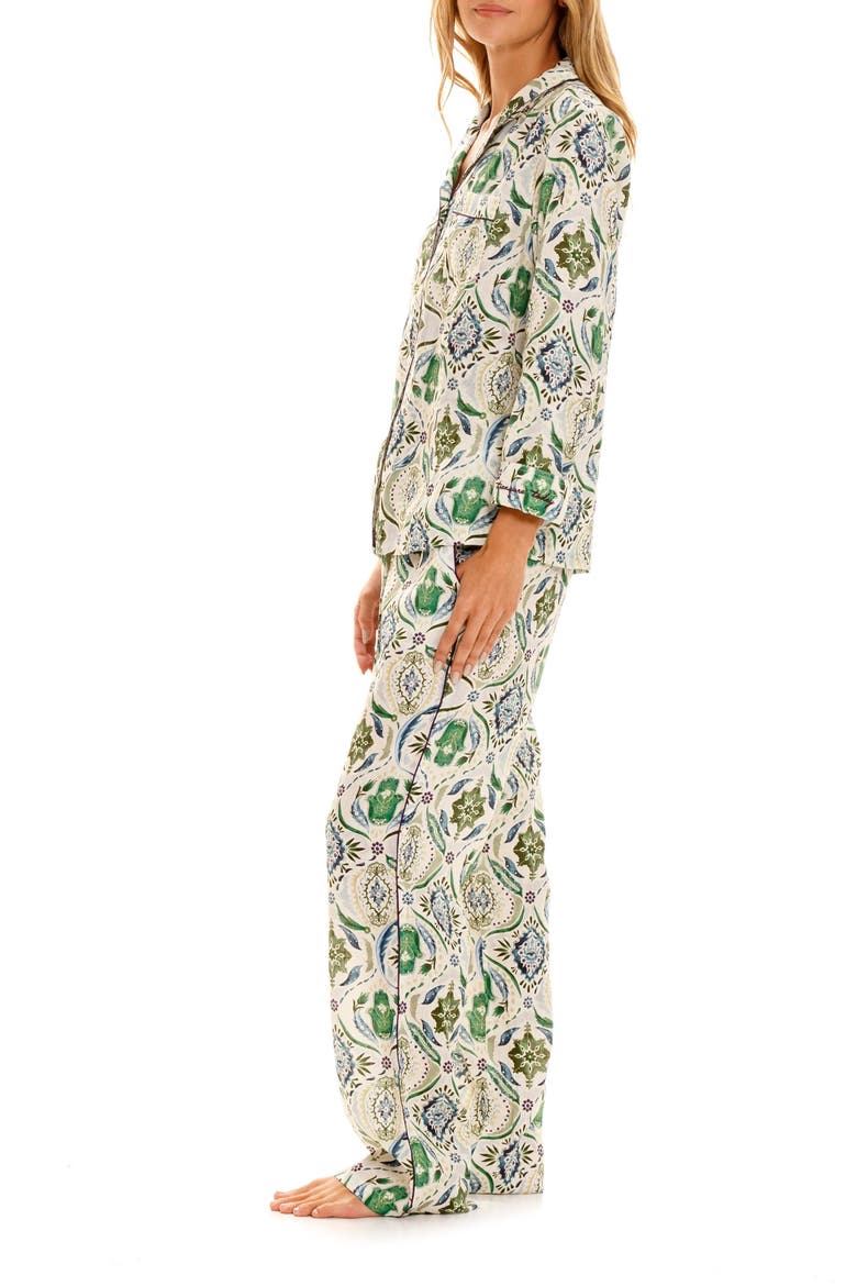 Emma Hamsa Blessing Linen Pajamas, Alternate, color, GREEN