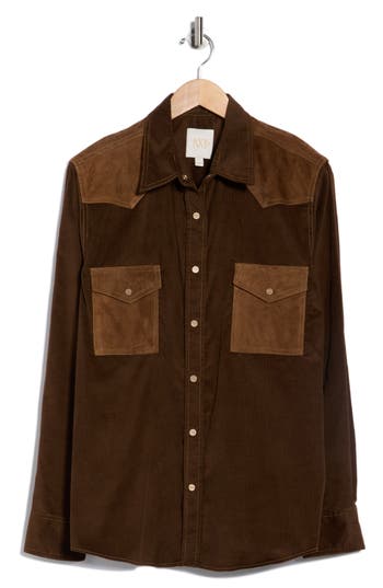 Twp Cowboy Take Me Away Micro Cord Shirt In Brown