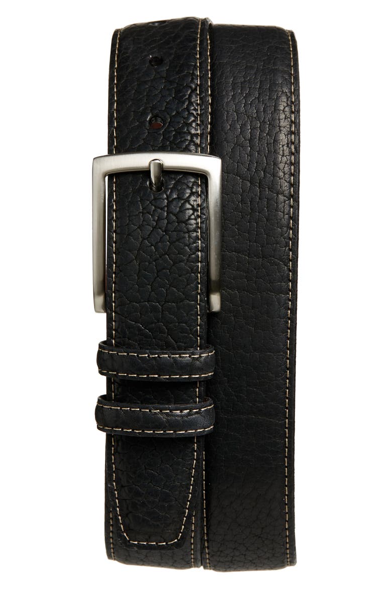 Leather Belt, Main, color, BLACK