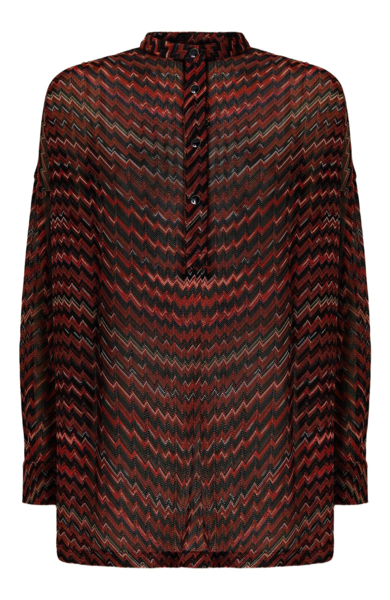 Blouse With Mandarin Collar And Zigzag Pattern - image 2