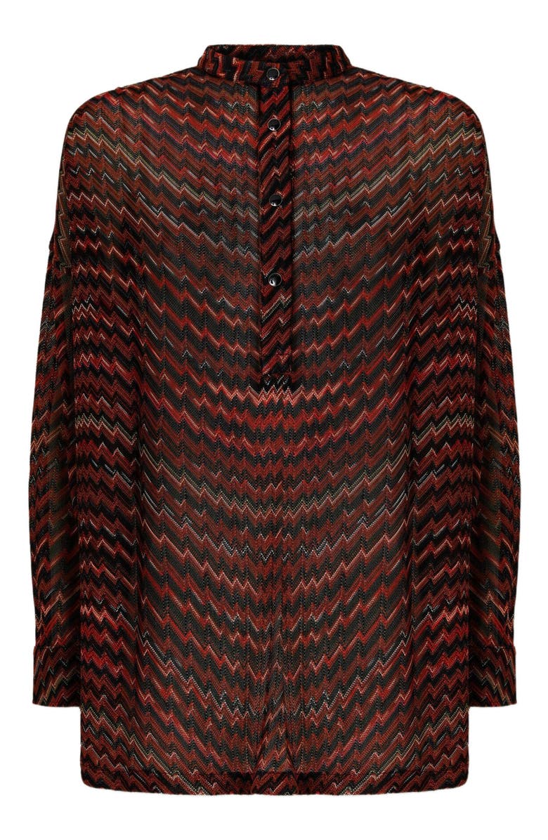 Missoni Blouse With Mandarin Collar And Zigzag Pattern, Alternate, color, Black 
Brown