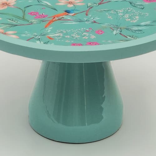 Mela Artisans Aqua Flora Pedestal Cake Stand In Blue