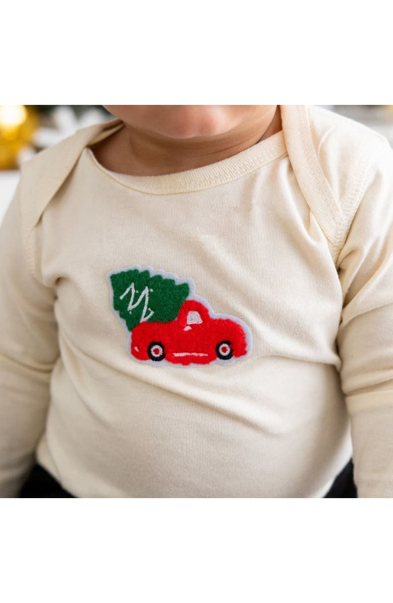 Sweet Wink Christmas Truck Patch Long Sleeve Bodysuit, Alternate, color, 