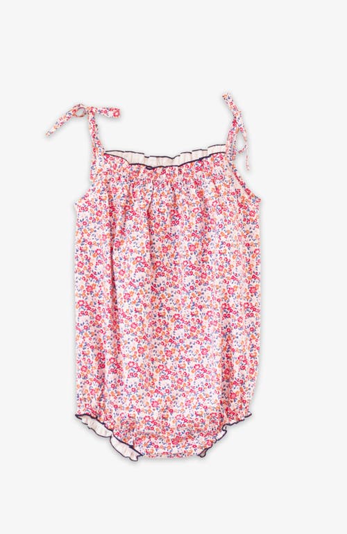 Beet World Baby Romper With Smocked Neck In Red And Blue