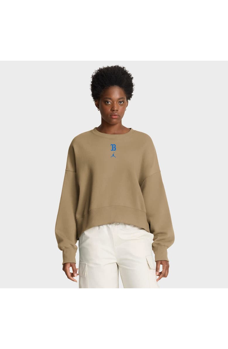 Jordan Brand Women's Jordan Brand Tan UCLA Bruins Oversized Phoenix 2-Hit Pullover Sweatshirt, Main, color, Tan