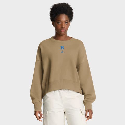 Women's Jordan Brand Tan UCLA Bruins Oversized Phoenix 2-Hit Pullover Sweatshirt