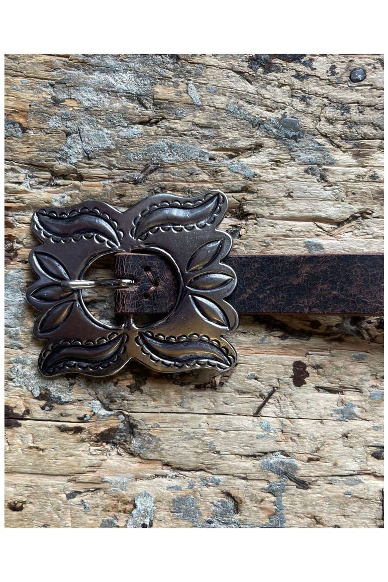 Butterfly Leather Belt, Alternate, color, BROWN
