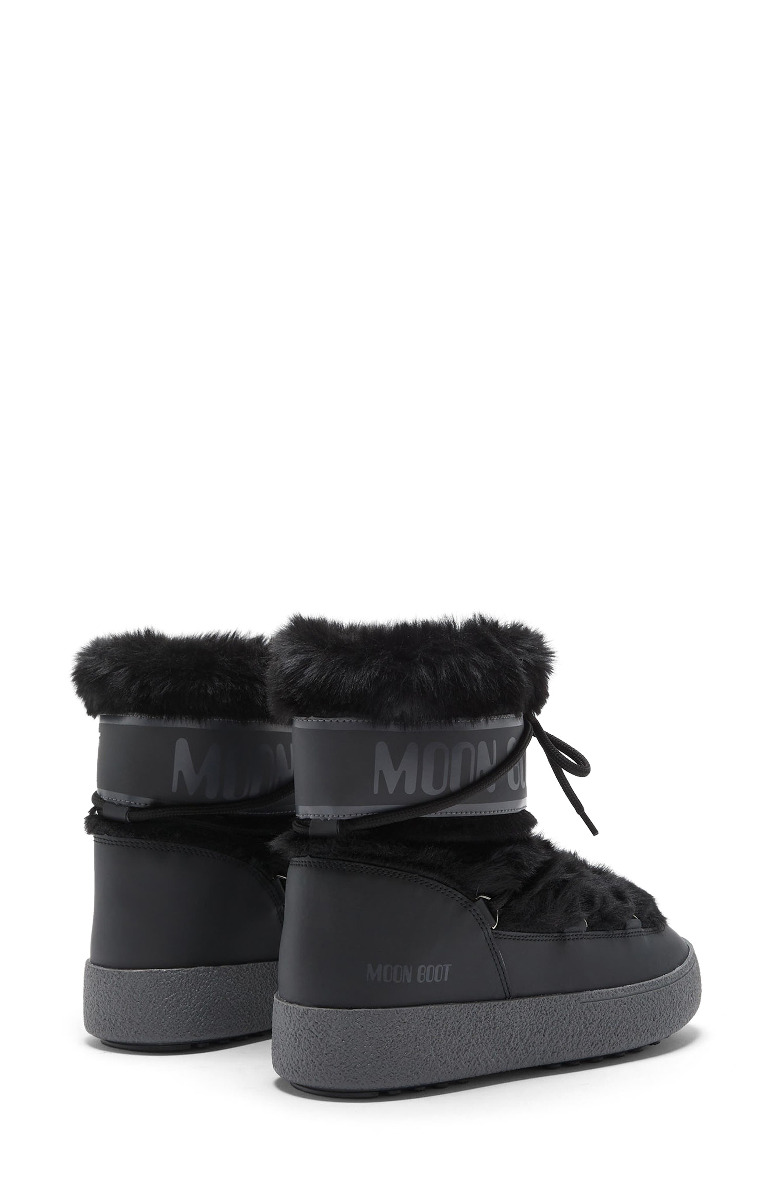 Moon Boot<sup>®</sup> LTrack Faux Fur Water Repellent Boot, Alternate, color, Black/ Black