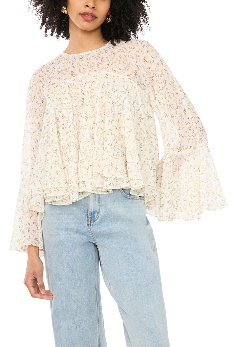 Ruffle Keyhole Back Top, Main, color, PASTEL YELLOW