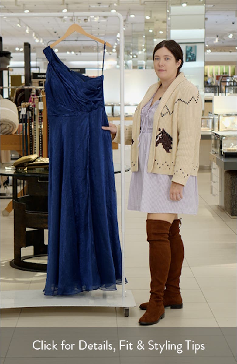 One-Shoulder Metallic Organza Gown, sales video thumbnail