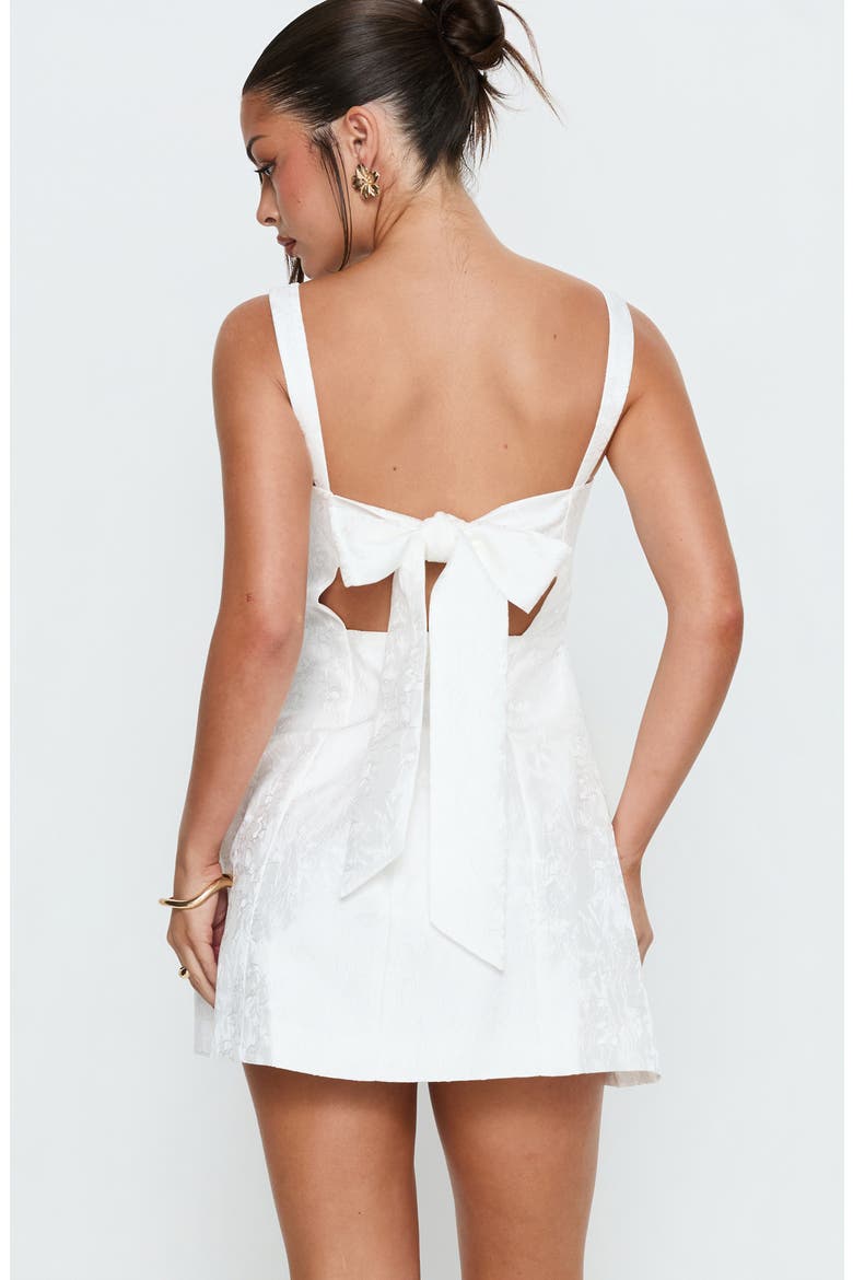 Asterie Floral Jacquard Bow Back Minidress, Alternate, color, WHITE