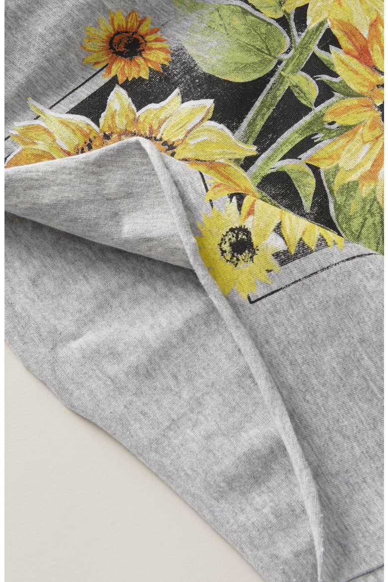 Kids' Crop Cotton Graphic T-Shirt, Alternate, color, GREY LIGHT HEATHER SUNFLOWERS