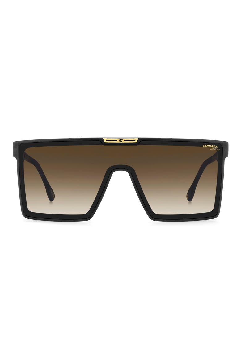 99mm Oversize Gradient Shield Sunglasses, Main, color, MATTE BLACK/ BLACK BROWN GREEN