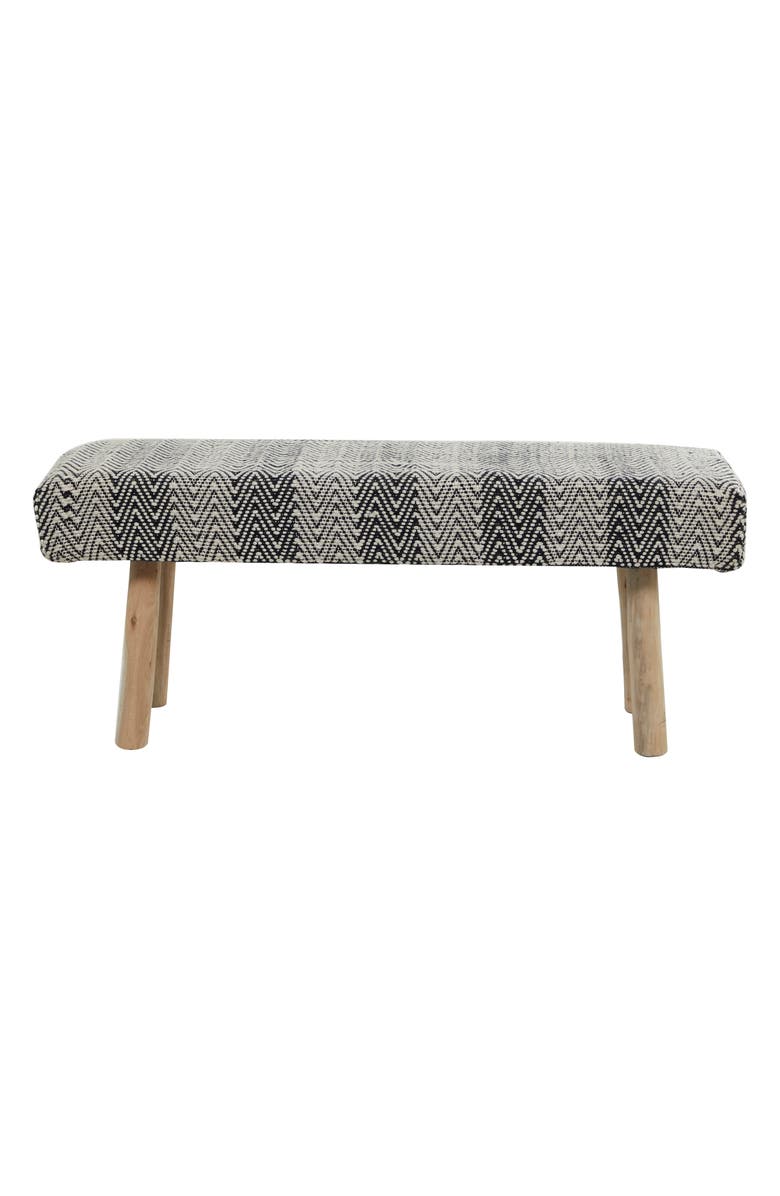 GINGER BIRCH STUDIO Black Wood Chevron Bench, Main, color, 