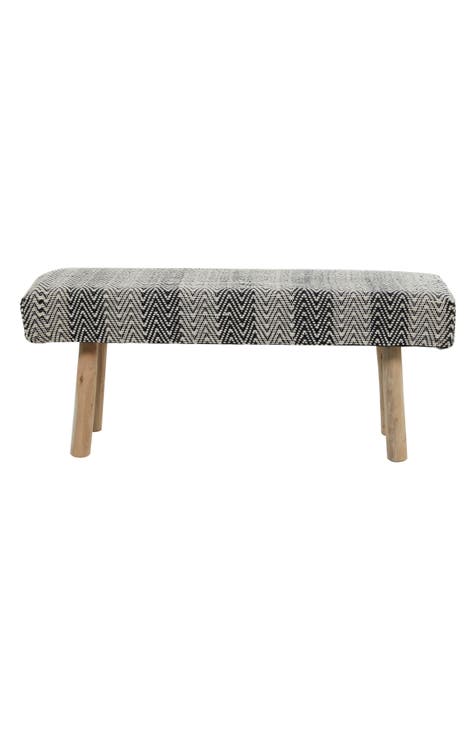 Black Wood Chevron Bench