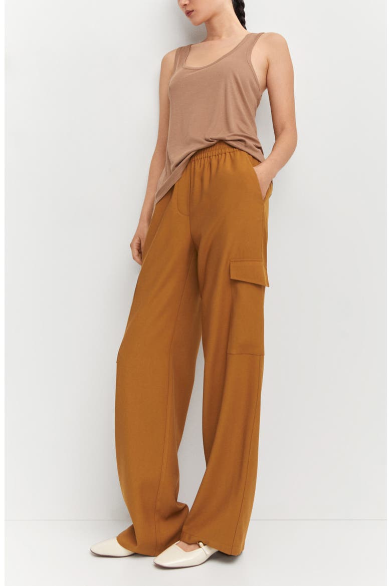 Flowy Cargo Pants, Alternate, color, OCHRE