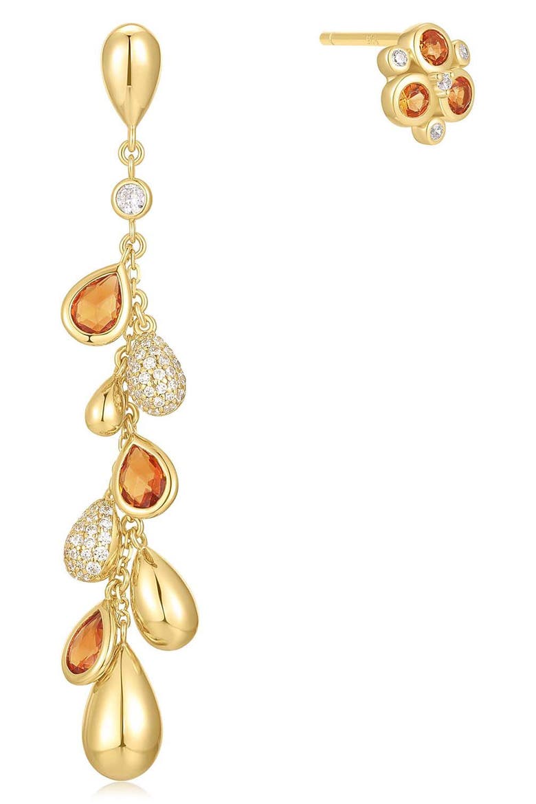 Lab Grown Nano & Cubic Zirconia Mismatched Earrings, Main, color, SHINY GOLD