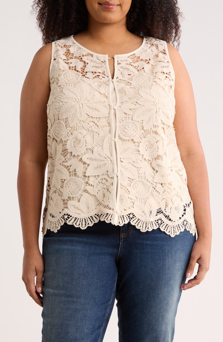 Vince Camuto Lace Vest, Main, color, Soft Cream