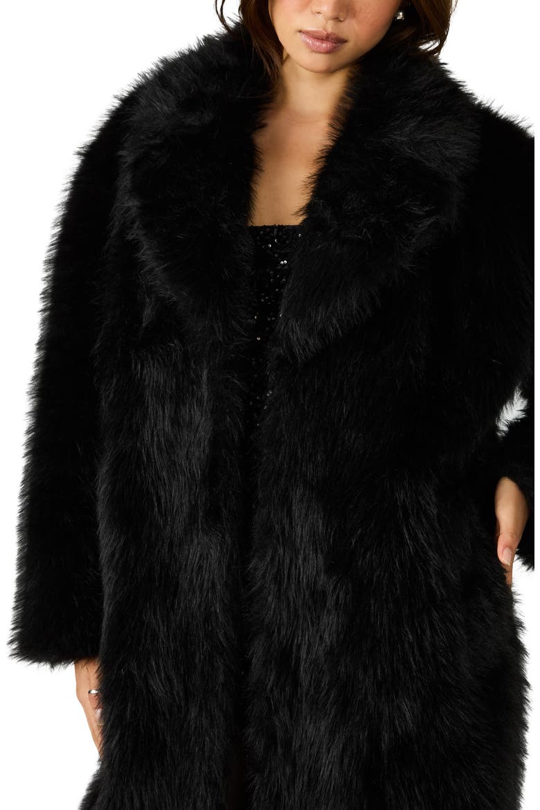 Larkin Faux Fur Coat, Alternate, color, BLACK