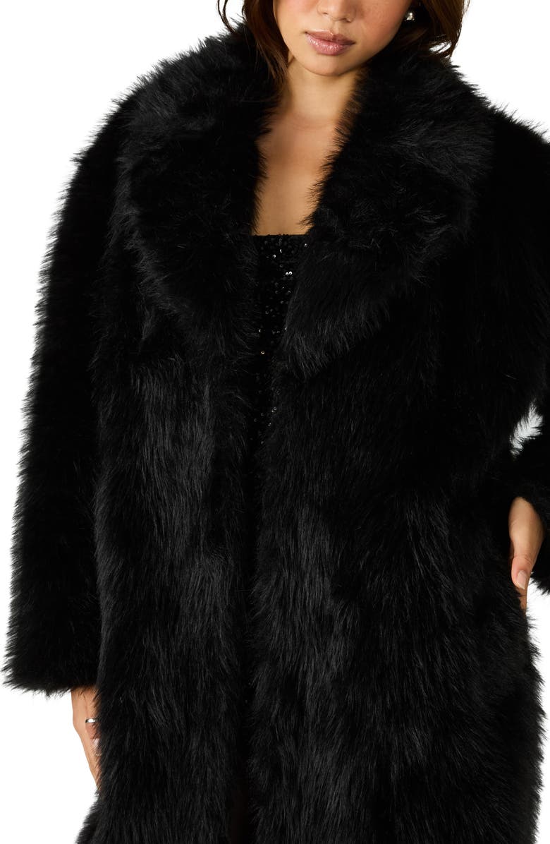 Steve Madden Larkin Faux Fur Coat, Alternate, color, Black